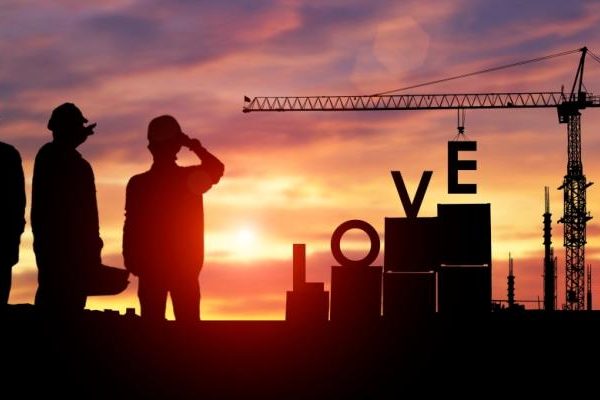 Steel-Crane-Construction-Workers-Silhouette-Love