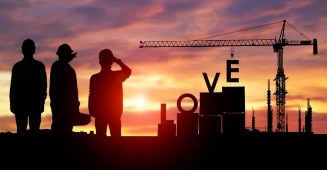 Steel-Crane-Construction-Workers-Silhouette-Love