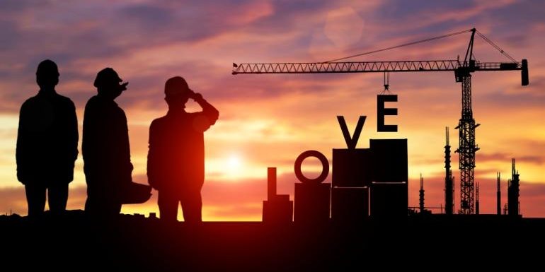 Steel-Crane-Construction-Workers-Silhouette-Love